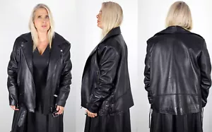 Nour Hammour Black Leather Moto Biker Jacket Size XL Size EU 46 - Bild 1 von 11