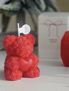 Duftkerze Rose Teddybär süß Cartoon Geschenk zum Jahrestag - Bild 1 von 7