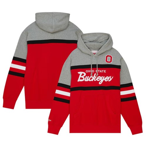 Felpa con cappuccio pullover da uomo Mitchell & Ness rossa Ohio State Buckeyes Head Coach (PICCOLA)