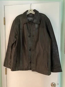 Perry Ellis Black Lambskin Coat Large - Picture 1 of 10