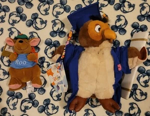 Disney Store Plush Winnie the Pooh Graduate Owl, 11” & Roo 7 " School Plush Rare - Picture 1 of 10