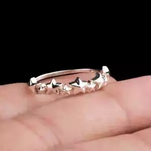 Anillo de plata de ley 925 con múltiples estrellas hecho a mano para mujer joyas regalos de cumpleaños - Imagen 1 de 7