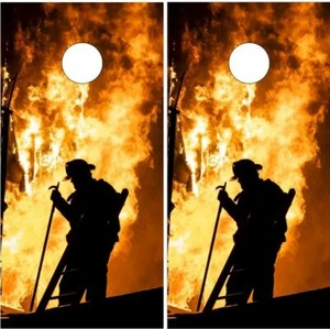 Firefighter Profil Flames LAMINIERT Cornhole Wrap Tasche Werfen Skin Aufkleber - Bild 1 von 1