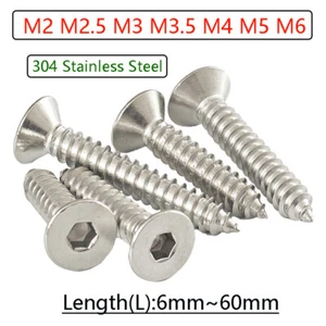 Tornillos autorroscantes de cabeza avellanada Allen pernos planos acero inoxidable 304 - Imagen 1 de 71