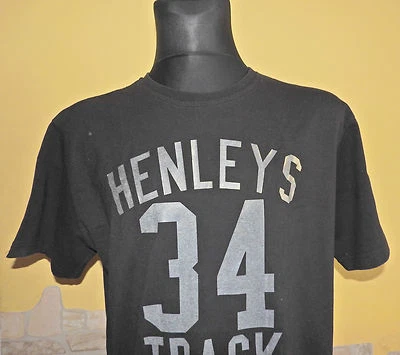 Henleys 34 Hombre Negro con Plateado Subtítulos Camiseta Manga Corta Talla 5 - Imagen 1 de 4