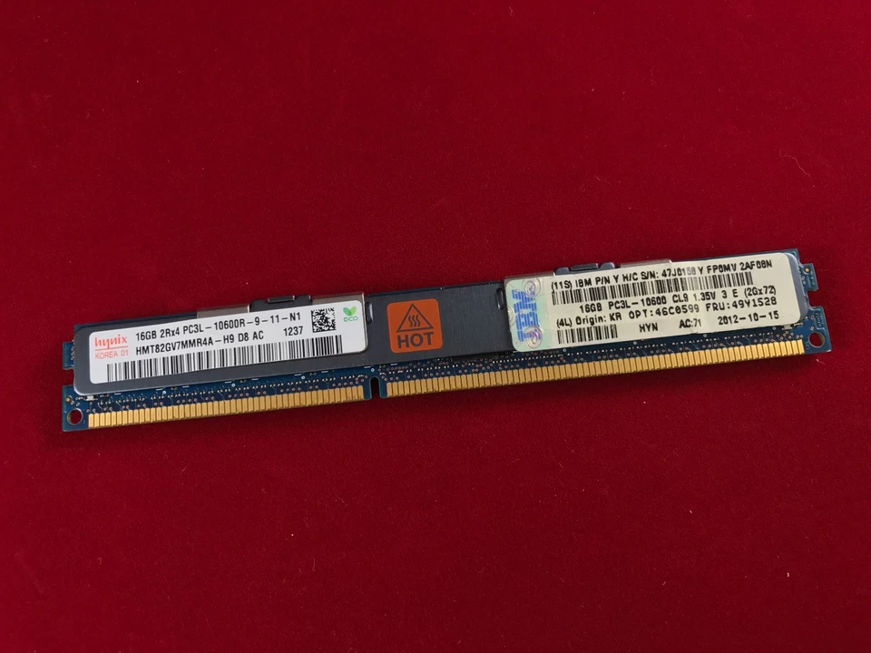 IBM 16GB Memory 46C0599 10600R 1333Mhz 1.35v 2rx4 46C0569 49Y1528 47J0158 - Image 1 of 3