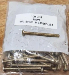 100 LOT NEW MIL SPEC MS35206-253 2" X 8-32 NSN 5305-00-984-6201 SCREW FREE SHIP - Bild 1 von 1