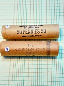 2 1955 P (OBW) Original Bank Wrapped Penny Rolls - Picture 1 of 5