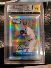 EVAN LONGORIA 2006 BOWMAN CHROME DRAFT PICKS REFRACTORS RC #/500 BGS 9 AUTO 10