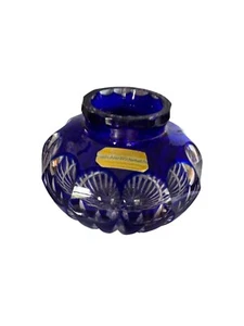 Cobalt Blue Crystal Bud Vase Intricate Cut Designs Bleikristall Wittelsbacher Ha - Picture 1 of 8