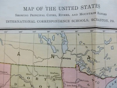 1904 Antique Color Map United States Correspondence School Scranton PA #0401 - Image 1 of 4