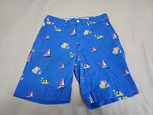 Polo Golf Ralph Lauren Royal Blue Floral Sailboat Golf Chino Shorts SZ W30×L8 - Picture 1 of 11