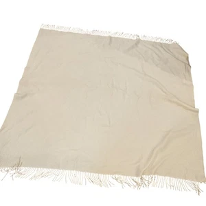 Vintage Chambers San Francisco 100% Cashmere Cream Throw Blanket With Fringe - Picture 1 of 6