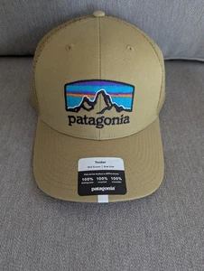 Neu Patagonia Fitz Roy Horizons Truckermütze Moray khaki neu mit Etikett mittlere Krone Druckknopflasche - Bild 1 von 10