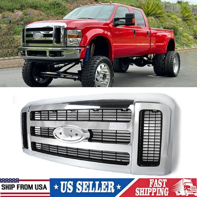 Chrome Black Front Grille Assembly For 2008 2009 2010 Ford F250 F350 Super Duty - Image 1 of 4