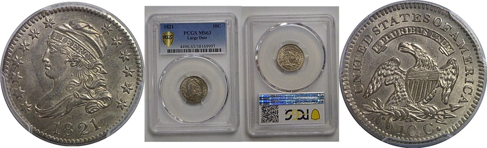 1821 Bust Dime   PCGS MS-63 - Image 1 of 3