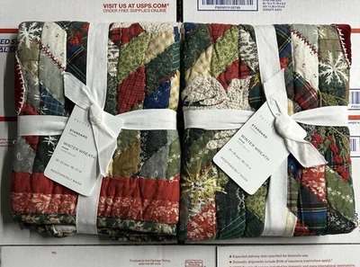 Corona de invierno Pottery Barn acolchada farsa ~ juego estándar de 2 nuevas con etiquetas Foto 1 de 2