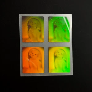 4 PUPPY DOG animal LAB CUTE VINTAGE sticker decal HOLOGRAM HOLOGRAPHIC holo - Picture 1 of 4
