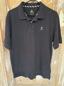 Disney Parks Polo Shirt Mens Medium Black Embroidered Mickey Mouse Short Sleeve - Picture 1 of 10