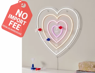 Letrero de pared de neón Pottery Barn Teen Heart Dartboard - Decoración LED rosa para dormitorio Foto 1 de 4