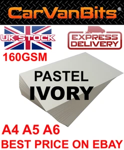 A4 A5 A6 PREMIUM PASTEL IVORY COLOUR PAPER CARD LASER AND INKJET 160GSM - Picture 1 of 9