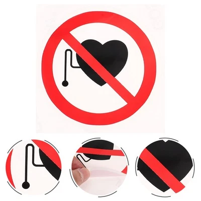  3 Pcs Safety Stickers Self-adhesive Sign Warning Labels for Pace Makers - Image 1 of 4