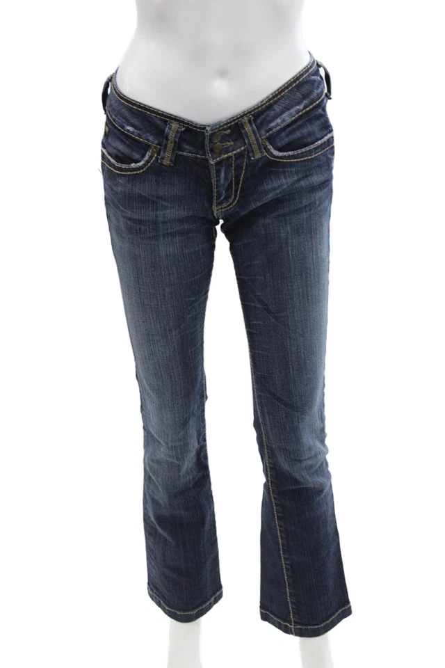 Женские джинсы Serfontaine с заниженной талией на молнии с заниженной талией синие размер 25 - Изображение 1 из 4