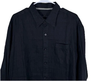 Tommy Bahama Shirt Mens XL Linen Black Button Up Long Sleeve Chest Pocket - Picture 1 of 8