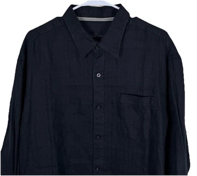 Tommy Bahama Shirt Mens XL Linen Black Button Up Long Sleeve Chest Pocket - Image 1 of 4