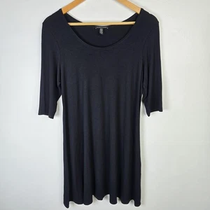 Eileen Fisher Tunika Kleid Damen Medium schwarz Ellenbogenärmel Stretch Viskose Lycra - Bild 1 von 7