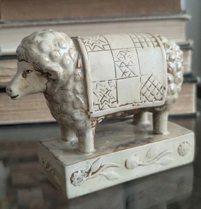 Vtg Folk Art Style Ceramic Lamb Brown Stoneware Animal Statue Farm Cottage Sheep - Bild 1 von 20