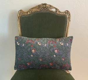 NWT 20”x12” Dark Velvet Floral Lumbar Throw Pillow (WITH INSERT) W/ Gold Accents - Picture 1 of 5
