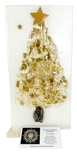 Golden Reflective Crushed Glass Christmas Tree 11" - Picture 1 of 6