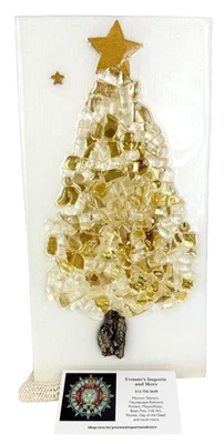 Golden Reflective Crushed Glass Christmas Tree 11" - Image 1 of 4