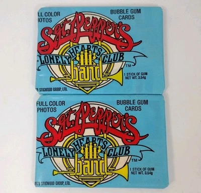 1978 年 Donruss Sgt Peppers 孤独之心俱乐部乐队蜡卡包 2 件装 — 第 1/4 张图片
