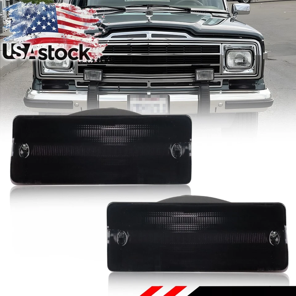 Smoked Front Parking Turn Signal Lights For 76-83 Jeep Cherokee Wagoneer J10 J20 - Image 1 of 4