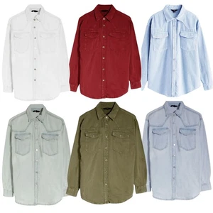 Next Camisa vaquera de gran tamaño rosa oscuro o azul medio para mujer - Imagen 1 de 42