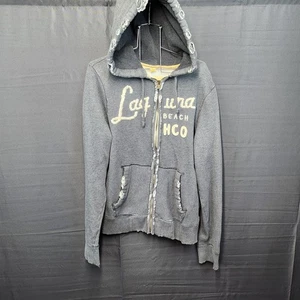 Hollister Laguna Beach Zip Hoodie Jacket Sweatshirt Distressed Trashed Y2K L - Picture 1 of 23