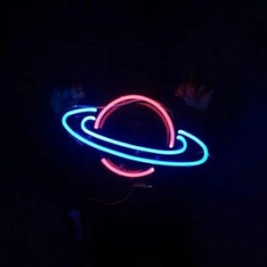 Stellar Star Planet Neon Sign Light Beer Bar Room Gift Lamp Glass Neon Light 14" - Picture 1 of 1