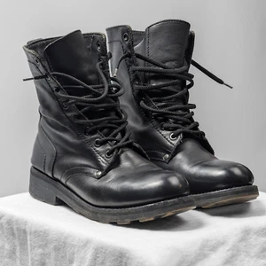 Dirk Bikkembergs Black Leather Chunky Gothic Combat Biker Ankle Boots EU38 US8 - Picture 1 of 23