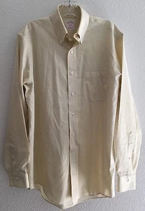 Brooks Brothers Mens Button Down Shirt Size 15 4/5 Original Polo Yellow Plaid - Picture 1 of 5