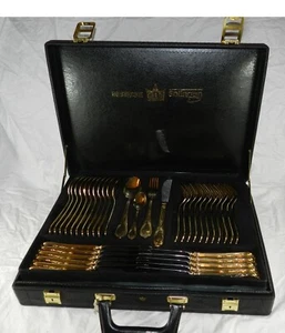 23/24 Kt. Chapado en oro 70 piezas. Juego de cubiertos de Bestecke Solingen W. Alemania - Imagen 1 de 7