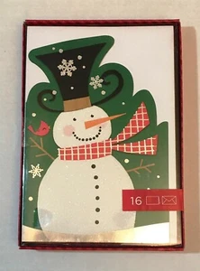 Christmas Boxed Cards SNOWMAN Die Cut with Top Hat Cardinal 16 pcs NEW - Picture 1 of 2