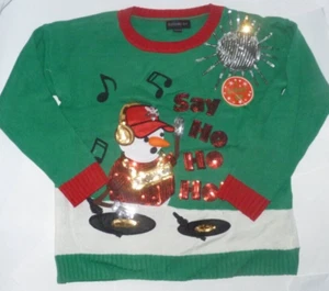 NEW UGLY Snowman XMAS Christmas Holiday Light Up Sweater Women  L Large NIP 845Y - Picture 1 of 2