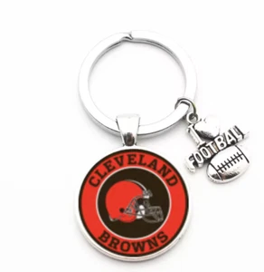 Cleveland Browns License Pendant I Love Football Charm Acrylic/Metal Key Chain - Picture 1 of 1