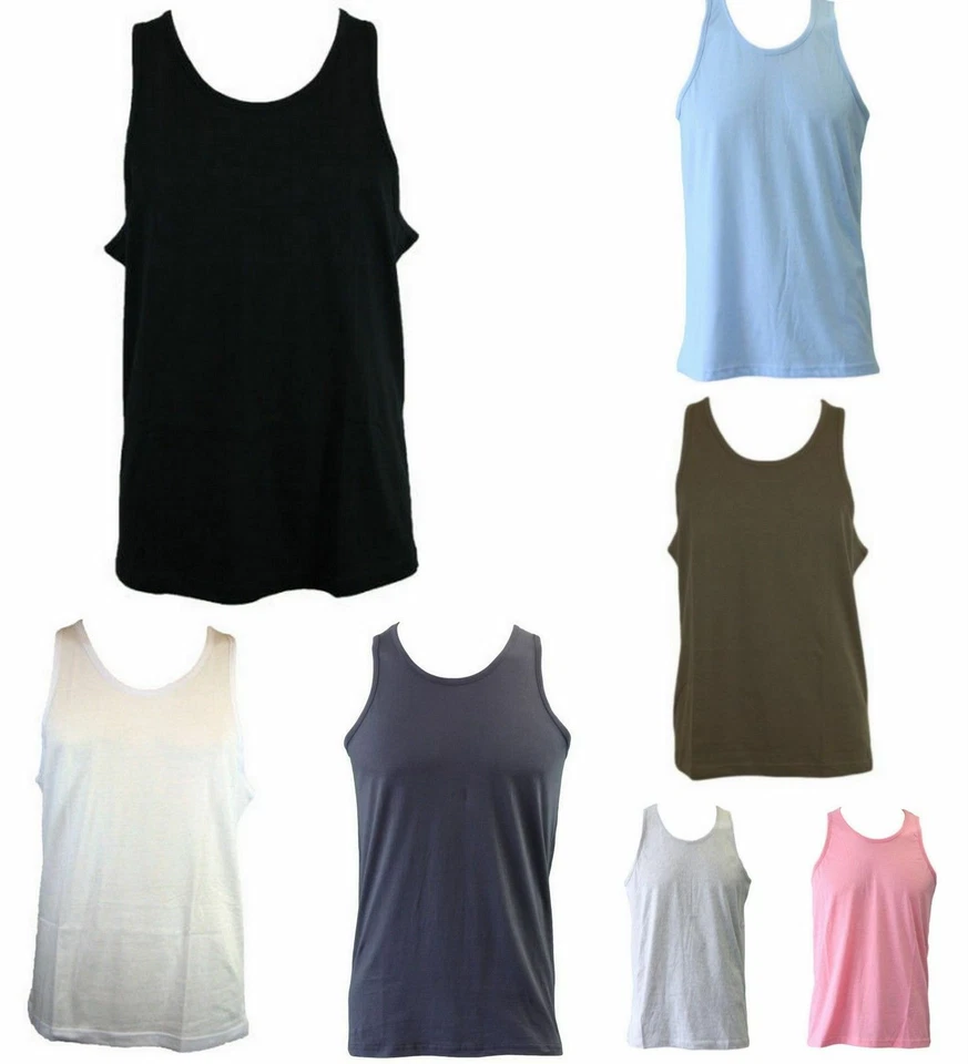 Men's Plain Basic Singlet Tank Top T Shirt Gym Sports Black White S M L XL 2XL - image 1 of 1