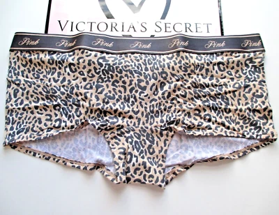 VICTORIA'S SECRET ROSA Algodón Boyshort Panty VS Leopardo S M L XL Cintura Elástica Foto 1 de 4