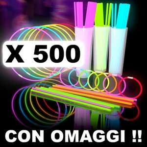 500 pz. Braccialetti Bracciali Luminosi Fluo Stick StarLight OMAGGI feste eventi - Foto 1 di 8