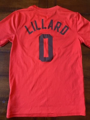 Portland Trailblazers Red T-shirt Damien Lillard 0 Size Medium M 10-12 Youth Med Foto 1 de 4