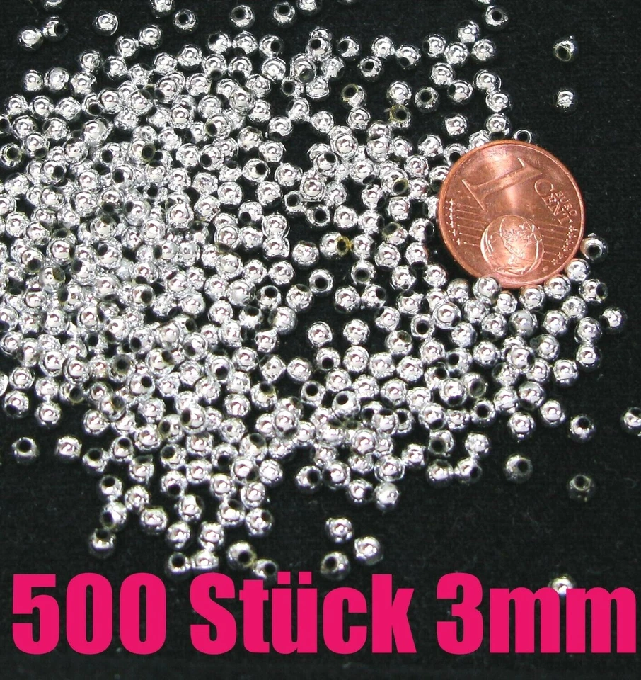 Perlen 500 Stück  Wachsperlen Kunststoffperlen rund  silber  3mm - Bild 1 von 1